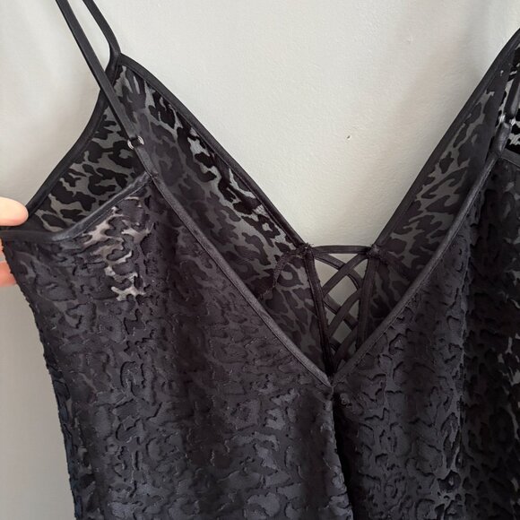 Black Babydoll Leopard Slip Dress - Picture 4 of 8